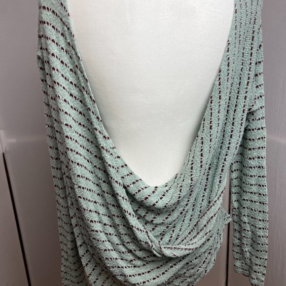 Free People Angel Island Striped Hacci Sweater Mint Green SZ SP - Picture 5 of 12